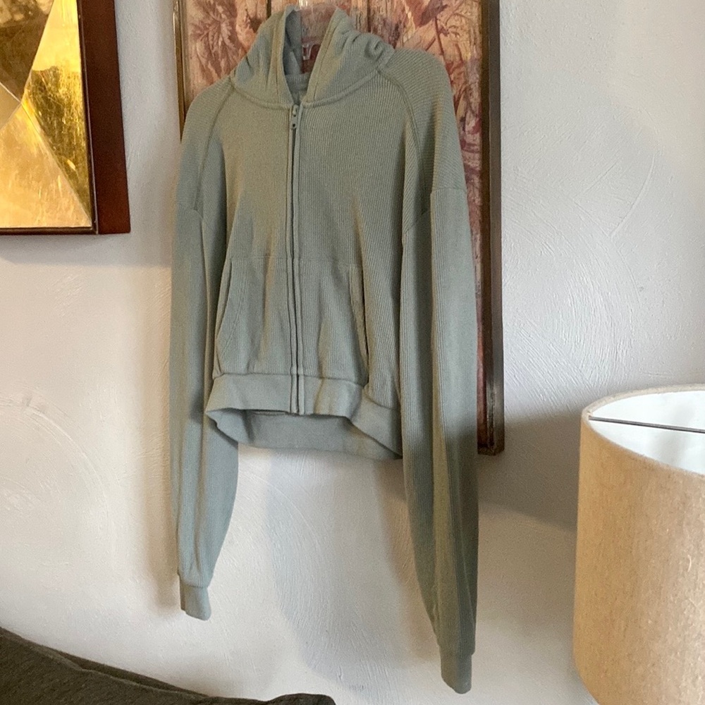 SKIMS WAFFLE ZIP UP HOODIE MINERAL SAGE WOMENS SIZE SMALL - Picture 17 of 17
